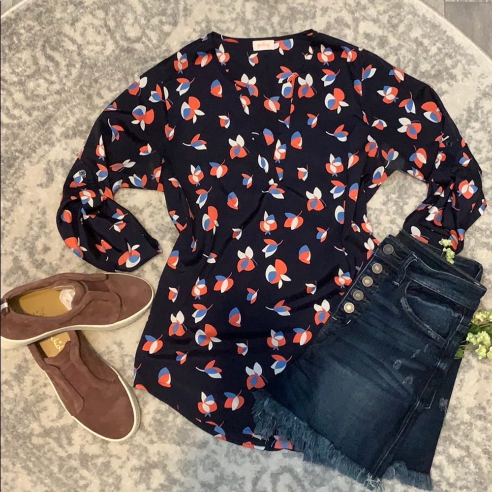 Pixley navy floral blouse Stitch Fix